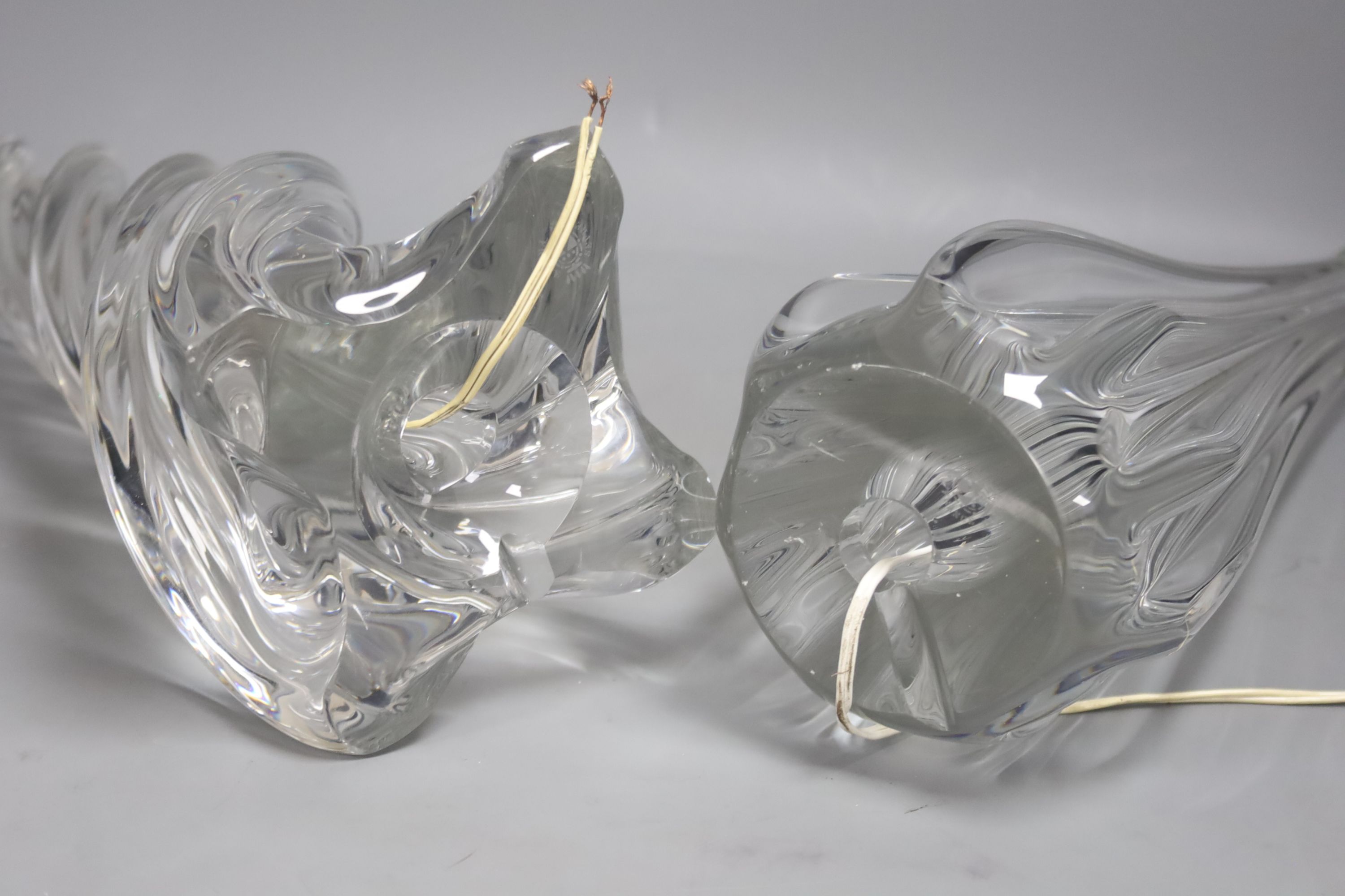 Two Sevres crystal lamps, tallest 45cm